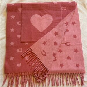 Stars And Hearts Print Oversized Muffler Scarf